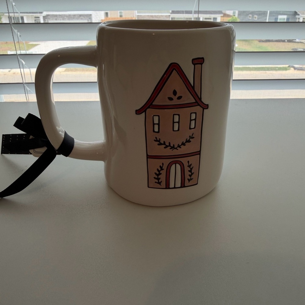 Rae Dunn White Ceramic House-Design Coffee Mug
